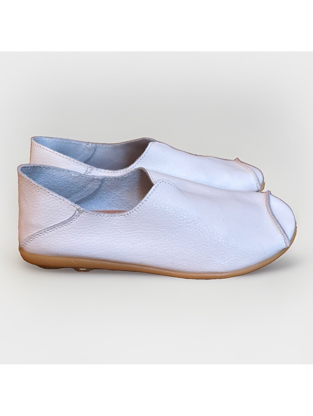 NEW White Leather Moccasins Grounding Minimalist Barefoot Shoes Ladies Fits 7.5
